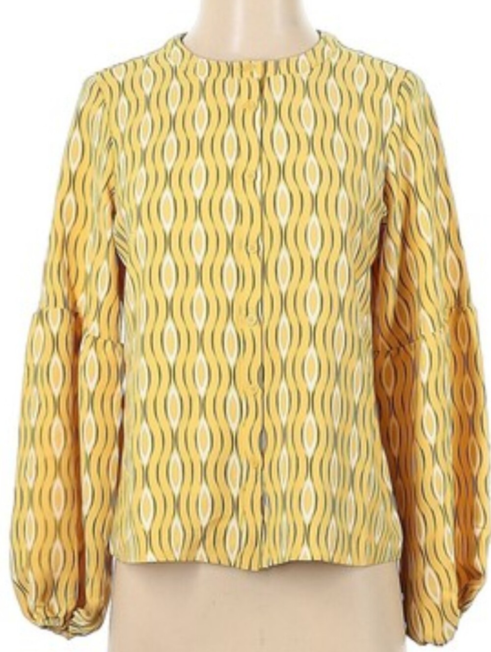 Alfani Wave-Print Long Sleeve Blouse